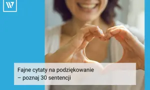 Uśmiechnięta kobieta tworzy serce dłońmi. Znajdź fajne cytaty na podziękowanie, by wyrazić wdzięczność.