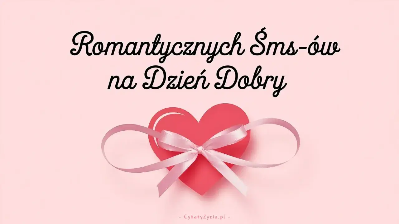 Romantyczne wierszyki na dzień dobry z sercem i wstążką. Idealne, by zacząć dzień z miłością.